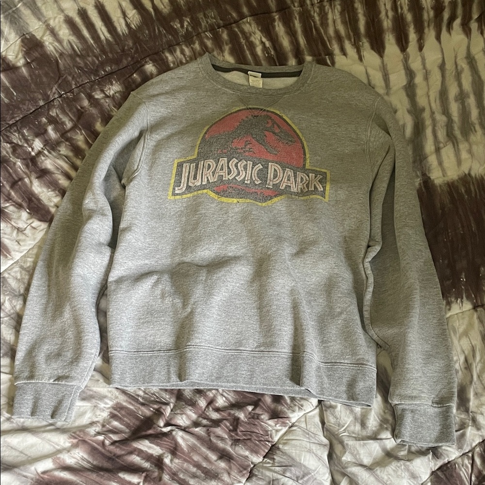 Fruit Of The Loom Jurassic Park Gray Long Sleeve Shirt